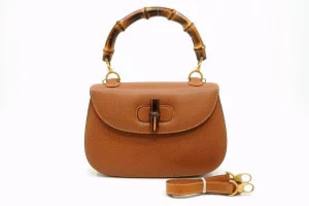 Gucci Bamboo Turnlock Mirror Leather Shoulder Bag Brown